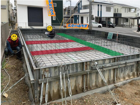 基礎の鉄筋工事が完了しました
